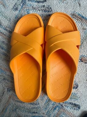 Cole Haan Bright Orange Crisscross Slide Sandals